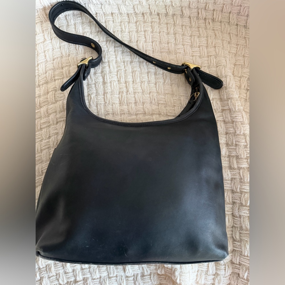 Vintage Old Coach Legacy Hobo Black Glove tan Leather - Picture 8 of 13